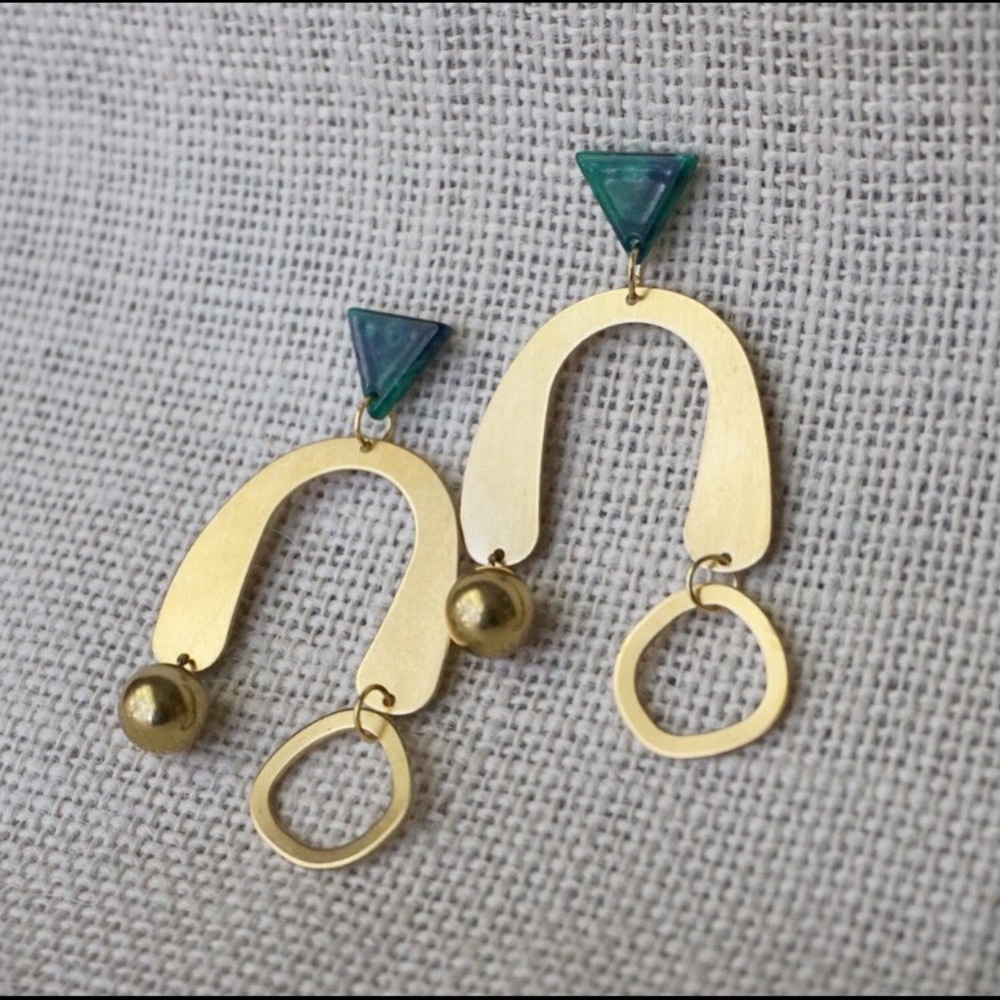 Asymmetrical Brass Earrings